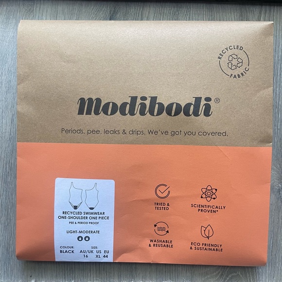 Modibodi One-Shoulder One Piece Swimsuit (Light-Moderate) - Picture 2 of 4